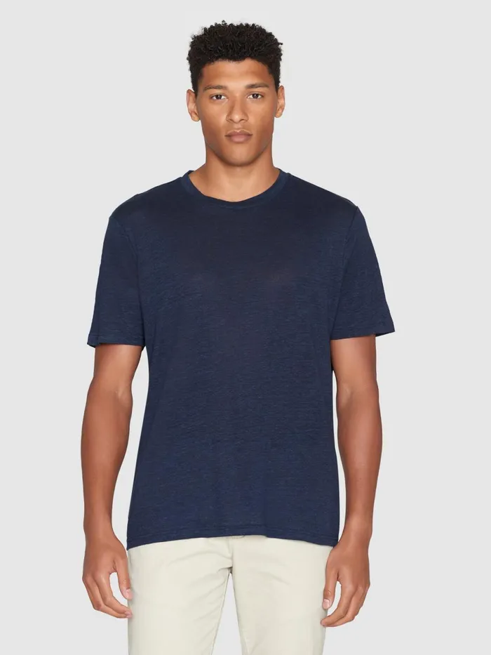 KnowledgeCotton Apparel TShirts Linen Tshirt Total Eclipse 8211 Men KnowledgeCotton Apparel TShirts Linen Tshirt Total Eclipse 8211 Men