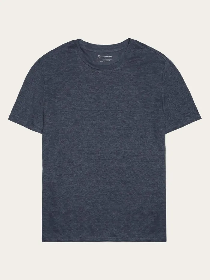 KnowledgeCotton Apparel TShirts Linen Tshirt Vintage Indigo 8211 Men