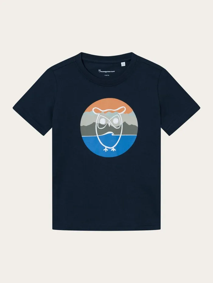KnowledgeCotton Apparel TShirts Mountain Owl Front Print Tshirt Total Eclipse 8211 Kids KnowledgeCotton Apparel TShirts Mountain Owl Front Print Tshirt Total Eclipse 8211 Kids