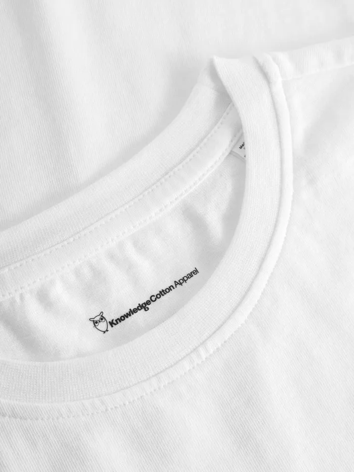 KnowledgeCotton Apparel TShirts Regular Fit Badge Tshirt Bright White 8211 Kids