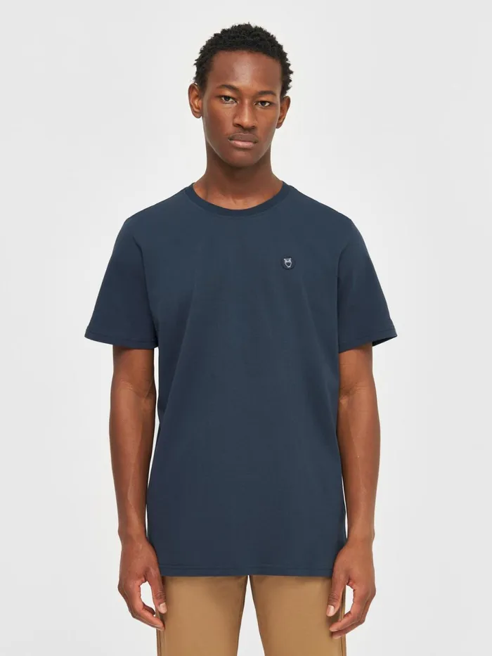 KnowledgeCotton Apparel TShirts Regular Fit Badge Tshirt Total Eclipse 8211 Men KnowledgeCotton Apparel TShirts Regular Fit Badge Tshirt Total Eclipse 8211 Men