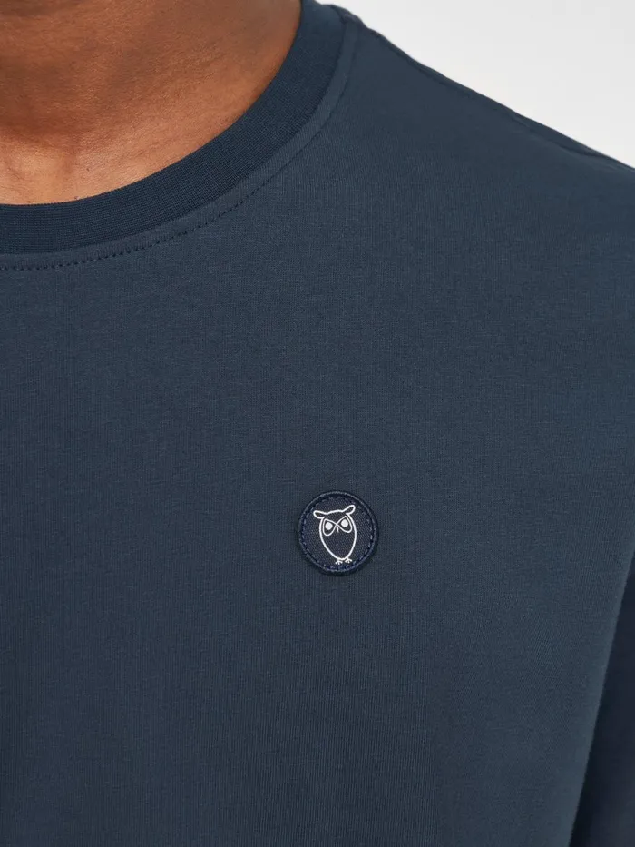 KnowledgeCotton Apparel TShirts Regular Fit Badge Tshirt Total Eclipse 8211 Men KnowledgeCotton Apparel TShirts Regular Fit Badge Tshirt Total Eclipse 8211 Men