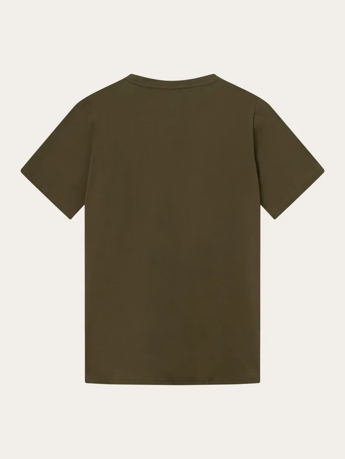 KnowledgeCotton Apparel TShirts Regular Fit Owl Chest Embroidery Tshirt Dark Olive 8211 Men KnowledgeCotton Apparel TShirts Regular Fit Owl Chest Embroidery Tshirt Dark Olive 8211 Men