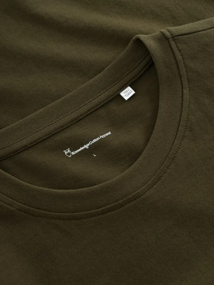 KnowledgeCotton Apparel TShirts Regular Fit Owl Chest Embroidery Tshirt Dark Olive 8211 Men KnowledgeCotton Apparel TShirts Regular Fit Owl Chest Embroidery Tshirt Dark Olive 8211 Men