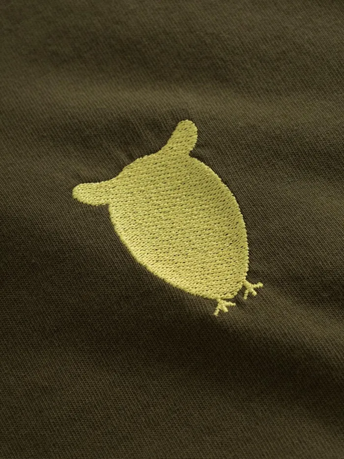 KnowledgeCotton Apparel TShirts Regular Fit Owl Chest Embroidery Tshirt Dark Olive 8211 Men KnowledgeCotton Apparel TShirts Regular Fit Owl Chest Embroidery Tshirt Dark Olive 8211 Men