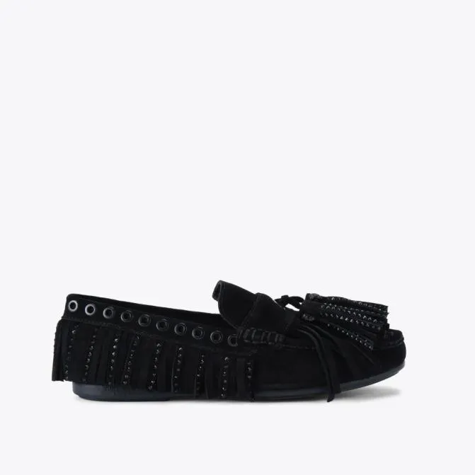 Kurt Geiger Flats Tassel Moccasin Loafer Black 8211 Women