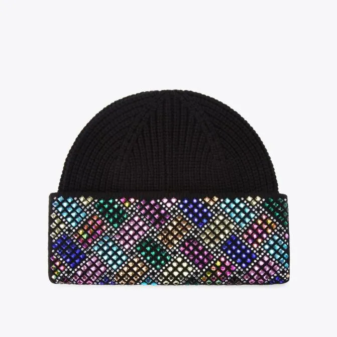 Kurt Geiger Hats Crystal Kensington Beanie Black 8211 Women