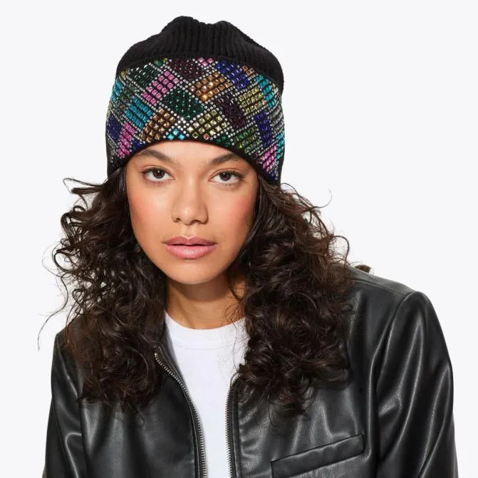 Kurt Geiger Hats Crystal Kensington Beanie Black 8211 Women