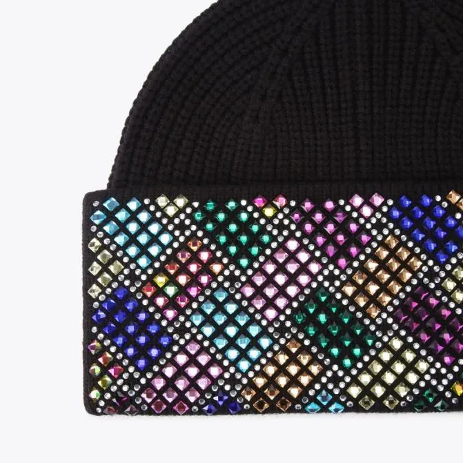 Kurt Geiger Hats Crystal Kensington Beanie Black 8211 Women