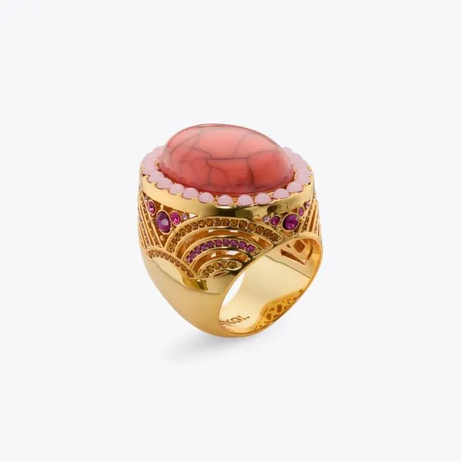 Kurt Geiger Jewelry Xl Oval Cocktail Ring Orange 8211 Women