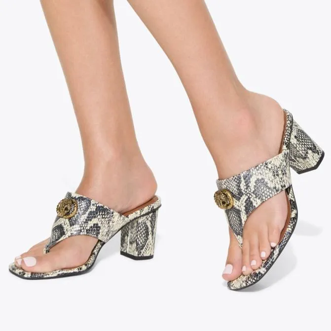 Kurt Geiger Sandals Chelsea Tbar Block Heel Bone Combination 8211 Women