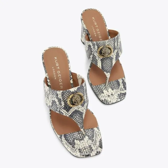 Kurt Geiger Sandals Chelsea Tbar Block Heel Bone Combination 8211 Women