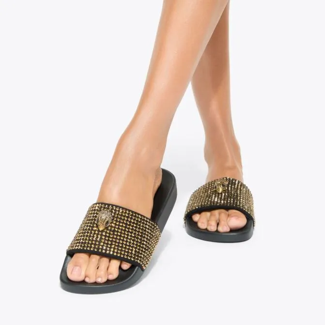 Kurt Geiger Sandals Meena Eagle Slide Gold Combination 8211 Women