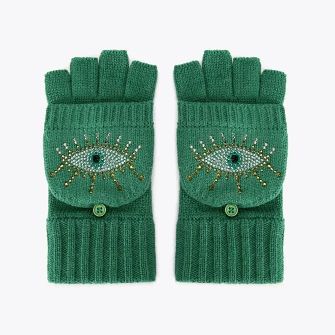 Kurt Geiger Scarves and Gloves Evil Eye Mittens Green 8211 Women