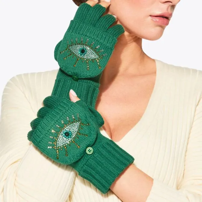 Kurt Geiger Scarves and Gloves Evil Eye Mittens Green 8211 Women