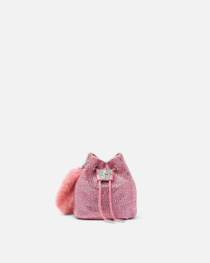 La Medusa Women Versace Crystal La Medusa Mini Bucket Bag Pink