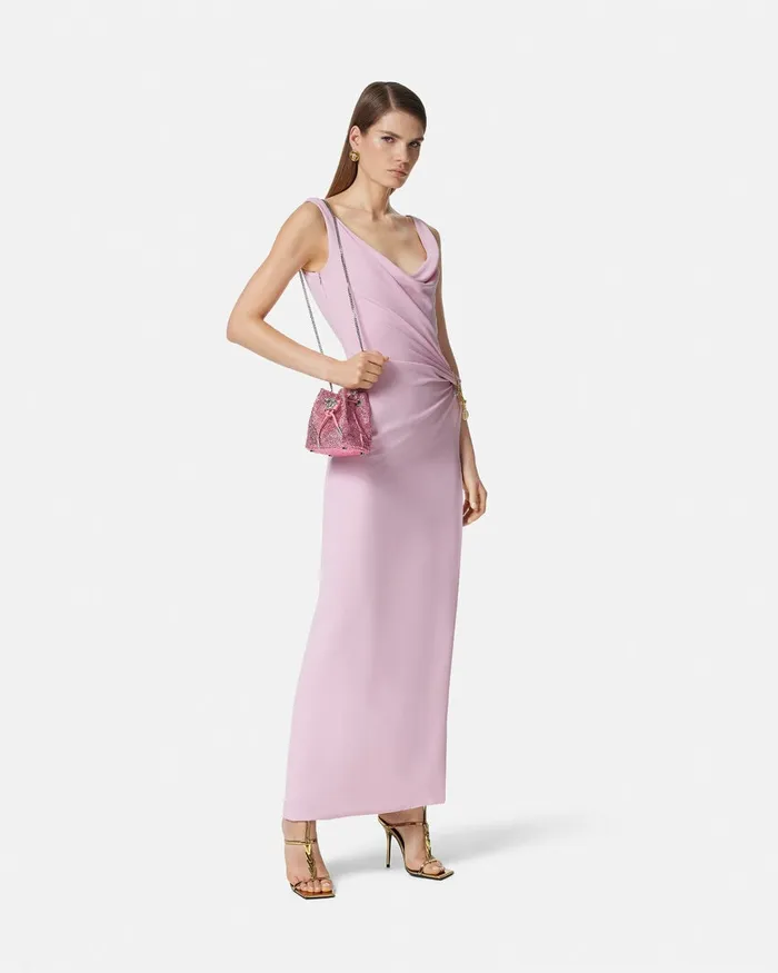 La Medusa Women Versace Crystal La Medusa Mini Bucket Bag Pink