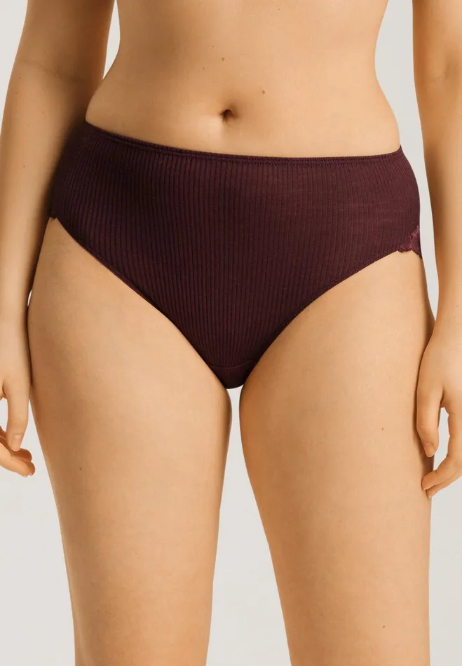 Lace Back Wool And Silk Full Brief Deep Maroon Women HANRO Full Briefs