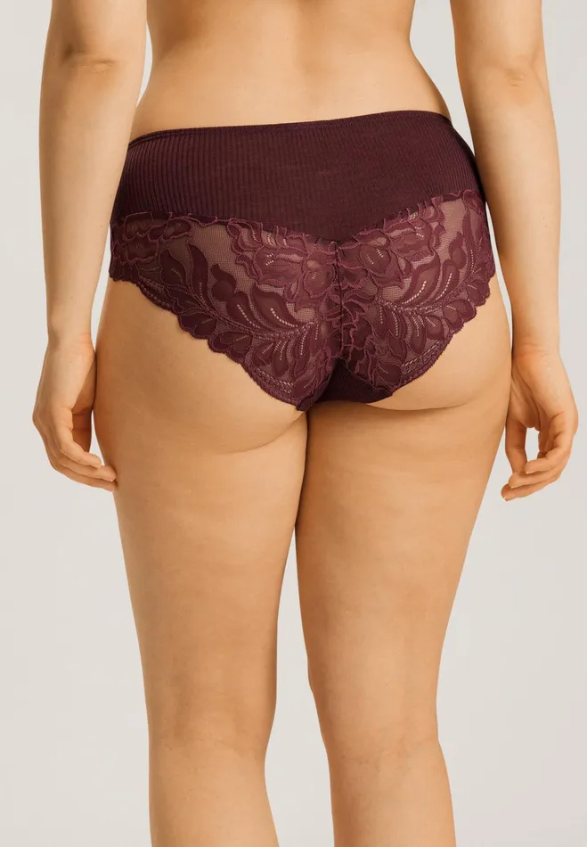 Lace Back Wool And Silk Full Brief Deep Maroon Women HANRO Full Briefs