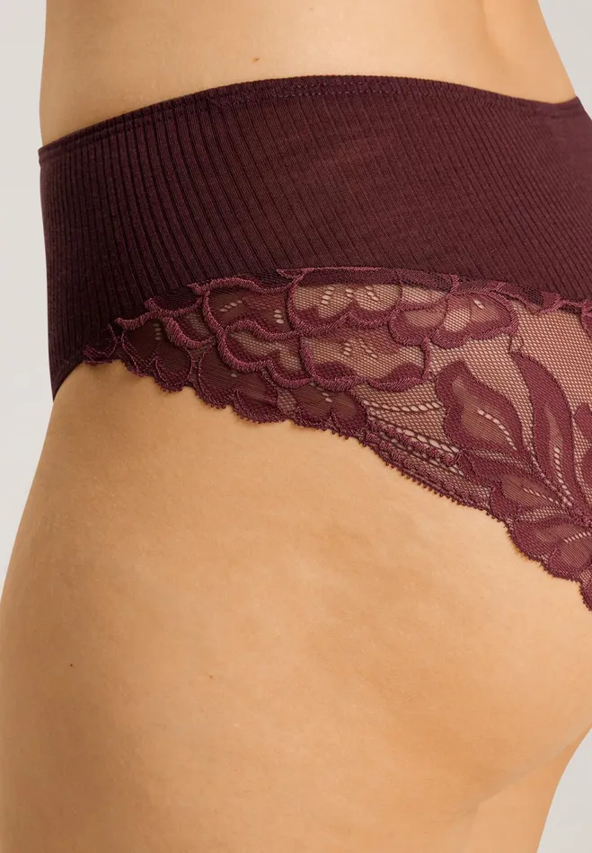 Lace Back Wool And Silk Full Brief Deep Maroon Women HANRO Full Briefs
