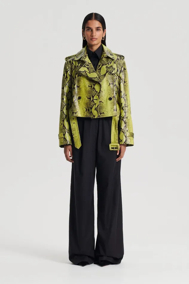 LEATHER REPTILE TRENCH VERT Women Jackets Scanlan Theodore