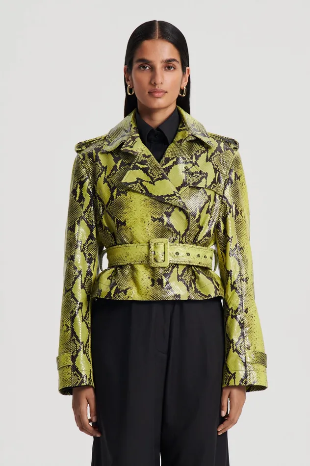 LEATHER REPTILE TRENCH VERT Women Jackets Scanlan Theodore