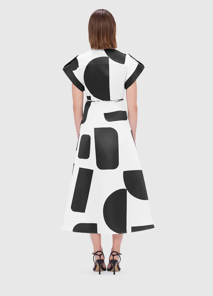LEO LIN Audrey Pocket Shirt Midi Dress 8211 Geo Print Women Dresses and Jumpsuits