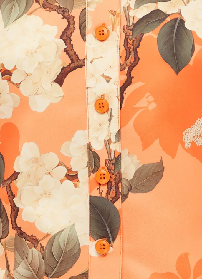 LEO LIN Brooke Mini Dress 8211 Hydrangea Print in Tangerine Women Dresses and Jumpsuits