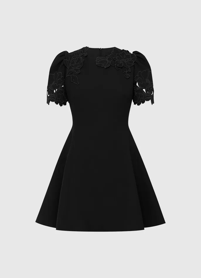 LEO LIN Dresses and Jumpsuits Women Elyse Appliqu Short Sleeve Mini Dress 8211 Ebony