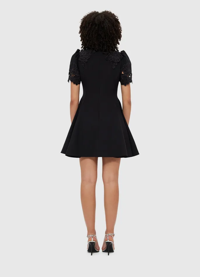 LEO LIN Dresses and Jumpsuits Women Elyse Appliqu Short Sleeve Mini Dress 8211 Ebony