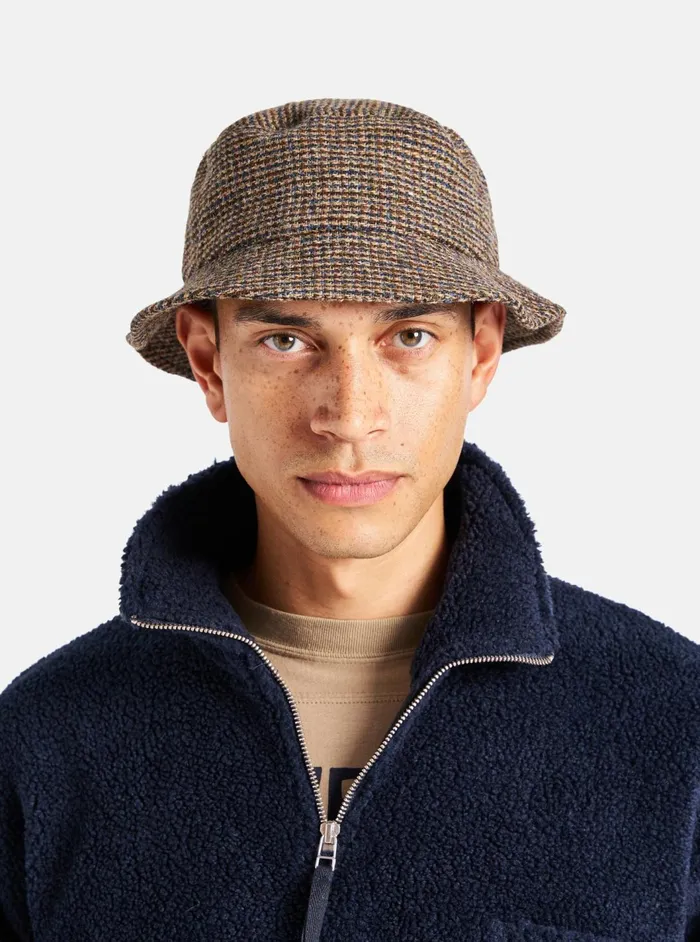 Lewis Hat In Brown Harris Tweed Plaid Men Universal Works Hats