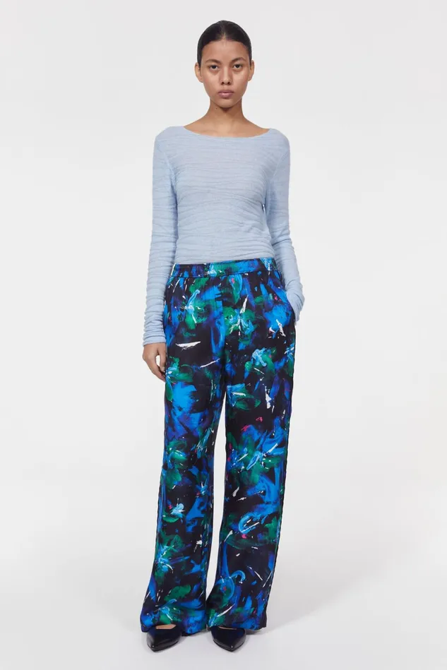 Livia Floral Pants Black Cobalt Women Rodebjer Trousers