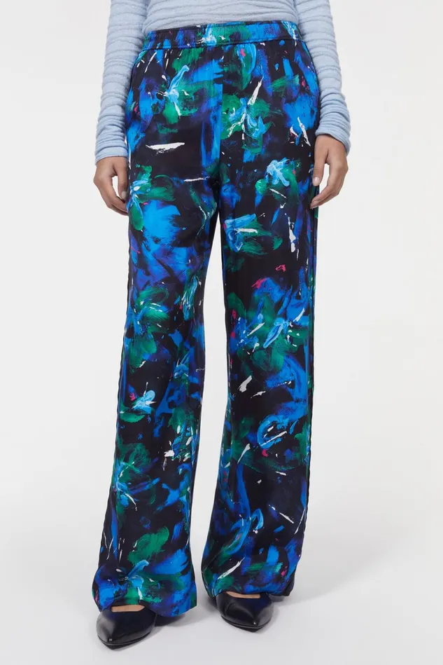 Livia Floral Pants Black Cobalt Women Rodebjer Trousers