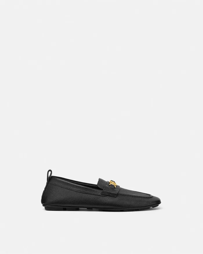 Loafers and Slippers Men Versace Villa Driver Shoes Blackgold