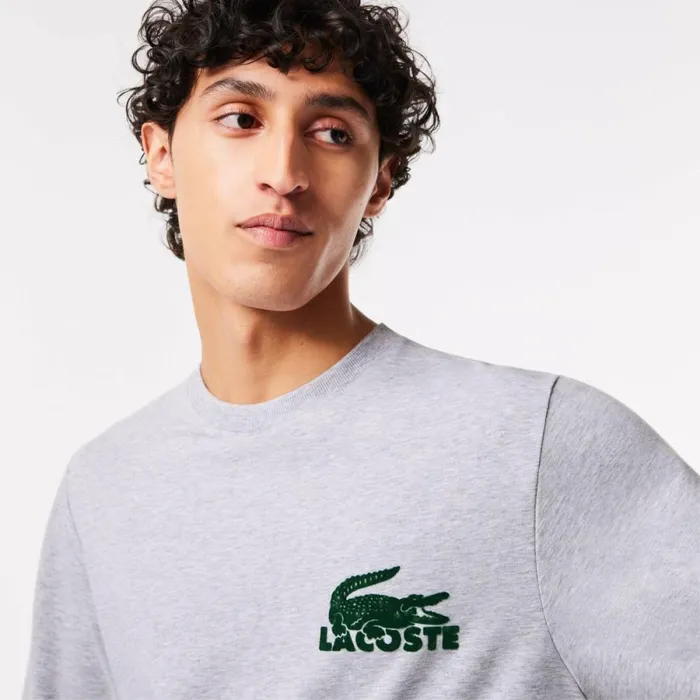 Loungewear and Pajamas Men Lacoste Men039s Cotton Fleece Lounge Sweatshirt Grey Chine Green Y9k