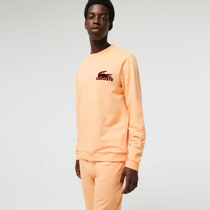 Loungewear and Pajamas Men Lacoste Men039s Cotton Fleece Lounge Sweatshirt Light Orange Bordeaux Rz6 Loungewear and Pajamas Men Lacoste Men039s Cotton Fleece Lounge Sweatshirt Light Orange Bordeaux Rz6