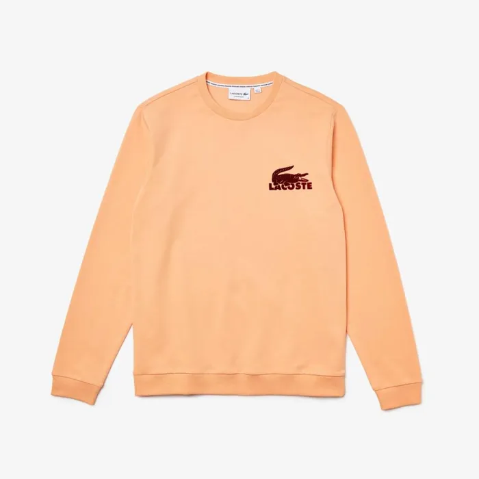 Loungewear and Pajamas Men Lacoste Men039s Cotton Fleece Lounge Sweatshirt Light Orange Bordeaux Rz6