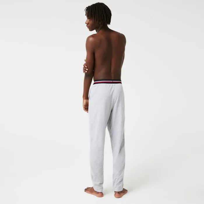 Loungewear and Pajamas Men Lacoste Men039s Jersey Multicolor Waistband Pajama Pants Grey Chine Cca