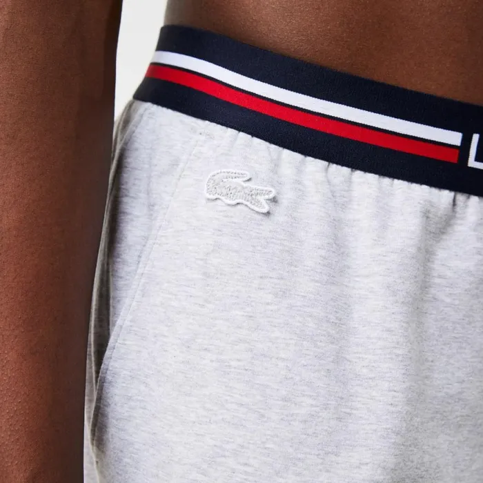 Loungewear and Pajamas Men Lacoste Men039s Jersey Multicolor Waistband Pajama Pants Grey Chine Cca