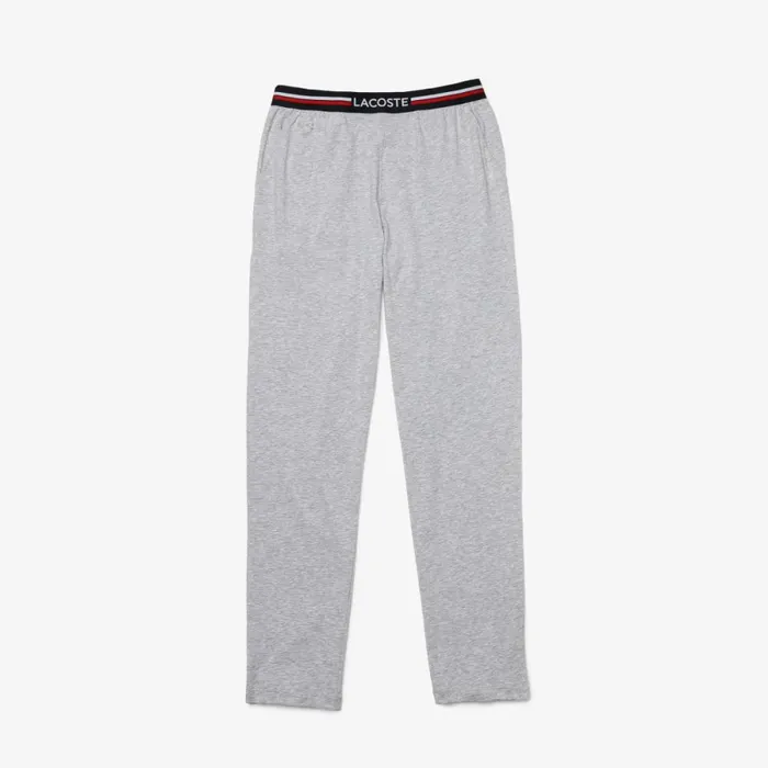 Loungewear and Pajamas Men Lacoste Men039s Jersey Multicolor Waistband Pajama Pants Grey Chine Cca