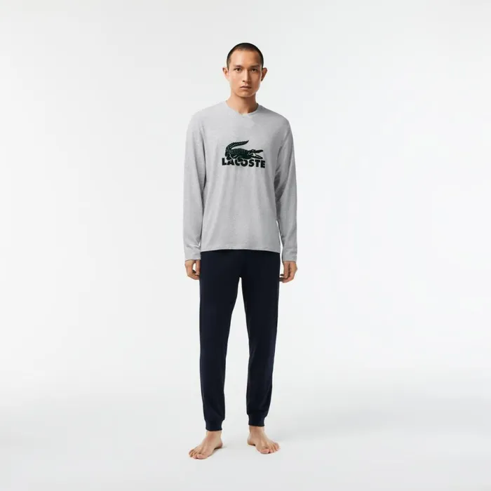 Loungewear and Pajamas Men Lacoste Mens Velvet Logo Long Pajama Set Navy Blue Grey Chine Green Vxd Loungewear and Pajamas Men Lacoste Mens Velvet Logo Long Pajama Set Navy Blue Grey Chine Green Vxd