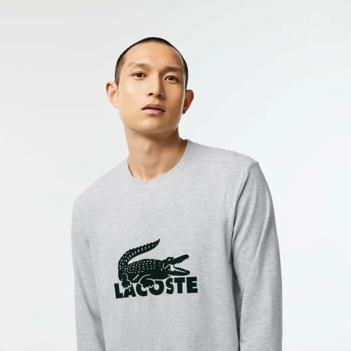Loungewear and Pajamas Men Lacoste Mens Velvet Logo Long Pajama Set Navy Blue Grey Chine Green Vxd