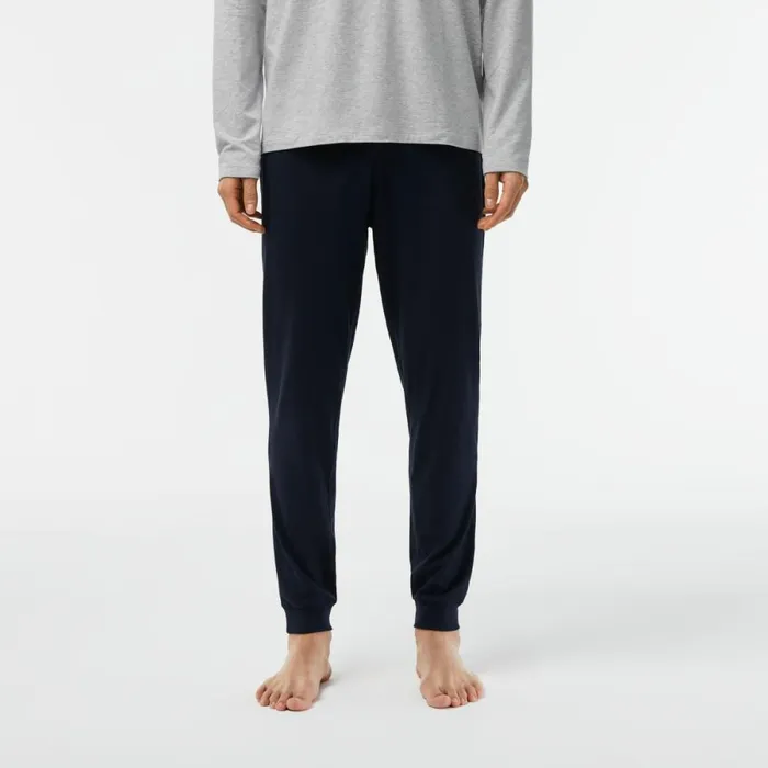 Loungewear and Pajamas Men Lacoste Mens Velvet Logo Long Pajama Set Navy Blue Grey Chine Green Vxd