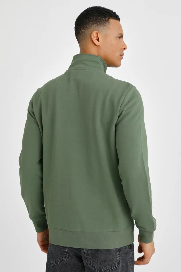 Lumberjack SWEATSHIRTS Men FULL ZIP SWEATSHIRT BASIC ARMY GREEN Man With Zipper Sweatshirt Green