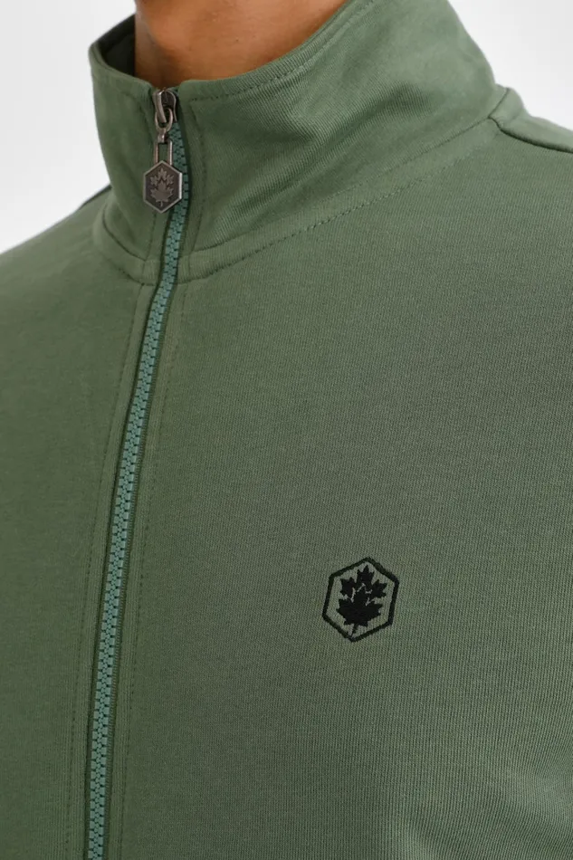Lumberjack SWEATSHIRTS Men FULL ZIP SWEATSHIRT BASIC ARMY GREEN Man With Zipper Sweatshirt Green