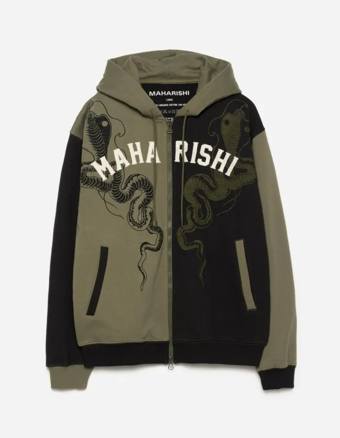 Maharishi Hooded Sweats 6032 Cobra Zipped Hooded Sweat BlackOlive OG107F 8211 Men Maharishi Hooded Sweats 6032 Cobra Zipped Hooded Sweat BlackOlive OG107F 8211 Men