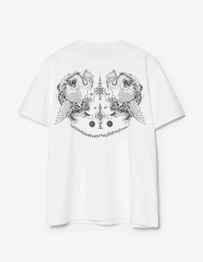 Maharishi Short Sleeve TShirts 1489 Muay Thai Tiger Dragon TShirt White 8211 Men