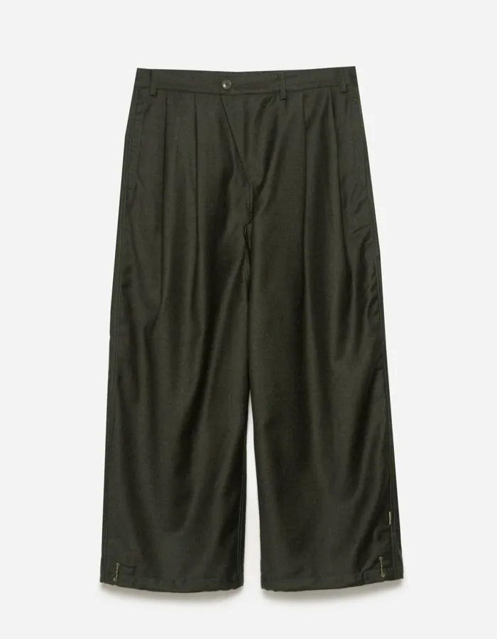Maharishi Track Pants 6058 Asymmetrical Wool Pleated Pants Dark Olive 8211 Men Maharishi Track Pants 6058 Asymmetrical Wool Pleated Pants Dark Olive 8211 Men