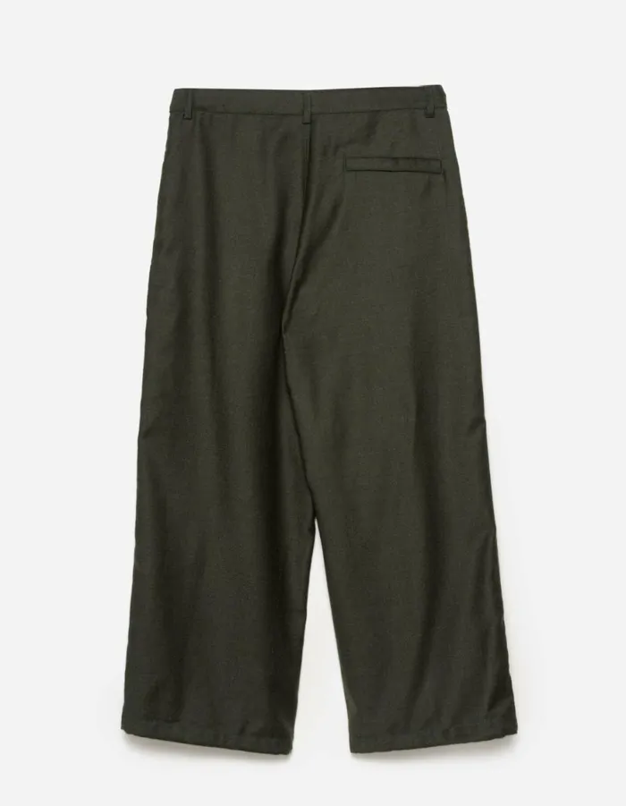 Maharishi Track Pants 6058 Asymmetrical Wool Pleated Pants Dark Olive 8211 Men