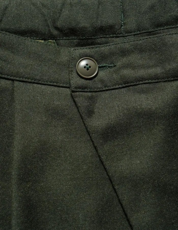 Maharishi Track Pants 6058 Asymmetrical Wool Pleated Pants Dark Olive 8211 Men